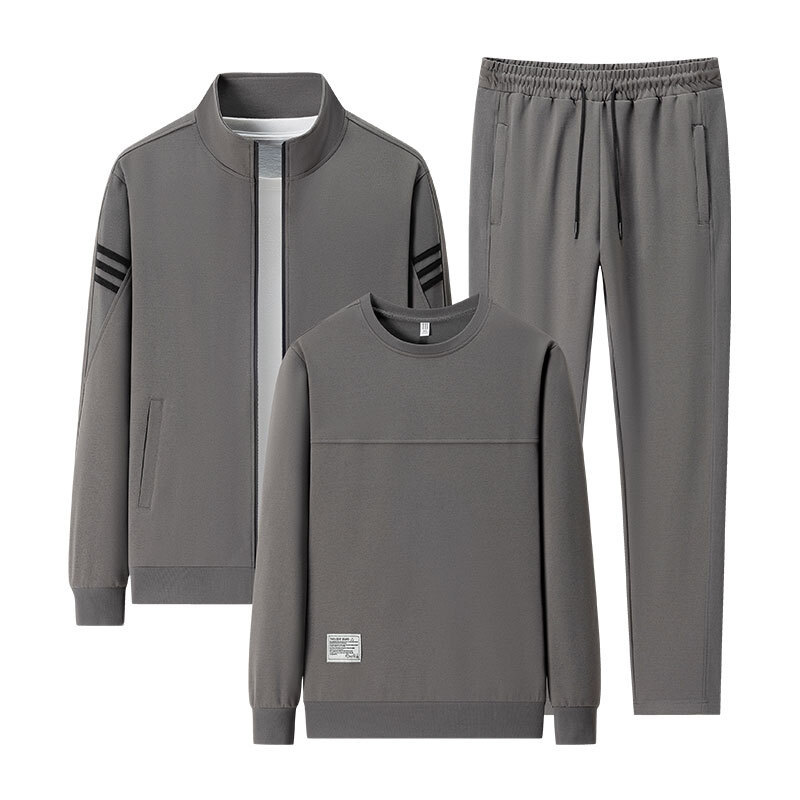 Trajes deportivos transfronterizos de primavera y otoño para hombres 2025 nuevos trajes deportivos casuales chaqueta chaqueta pantalones de tres piezas para hombres moda image 3