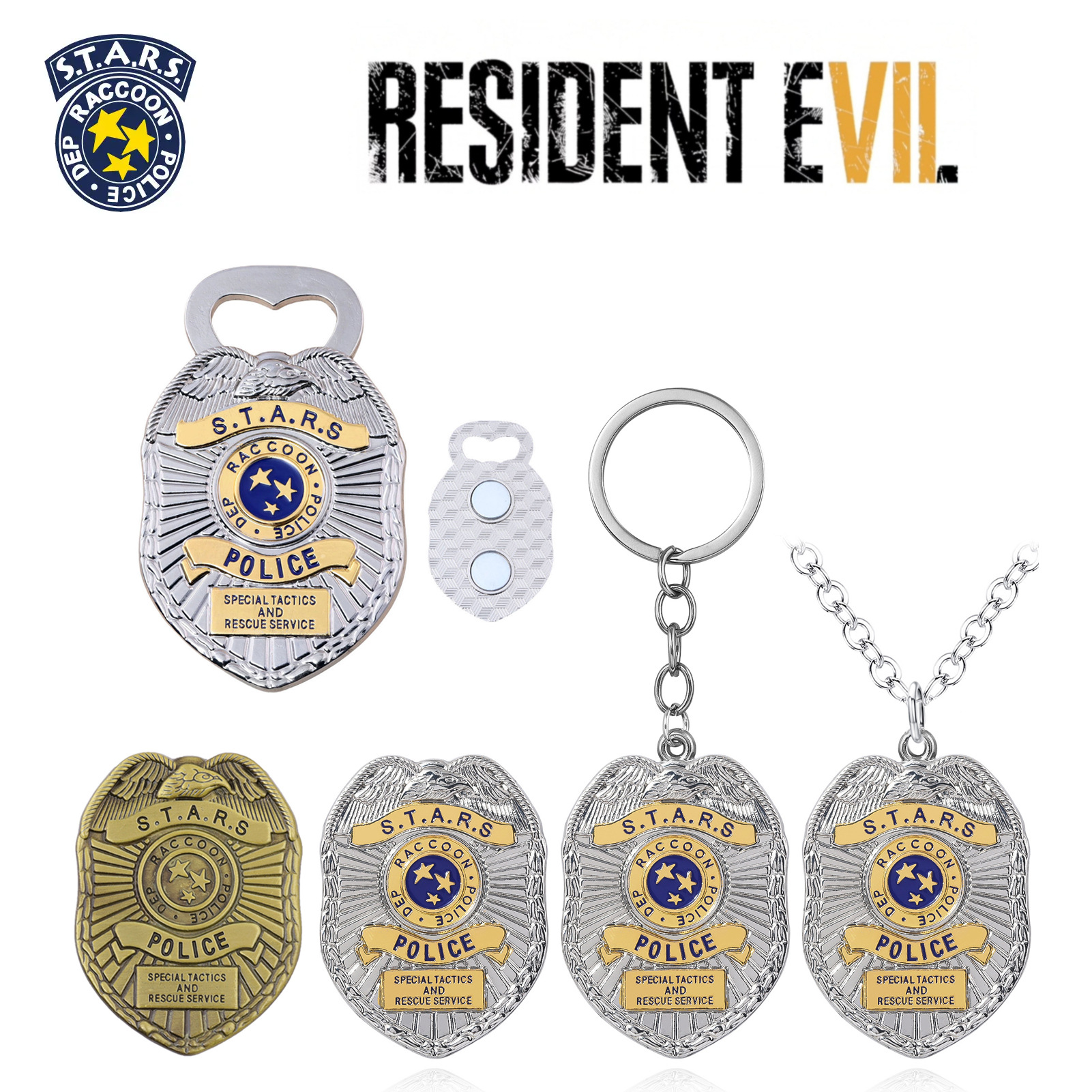 生化危机浣熊市老鹰标志冰箱贴开瓶器项链警察局徽章钥匙扣胸针