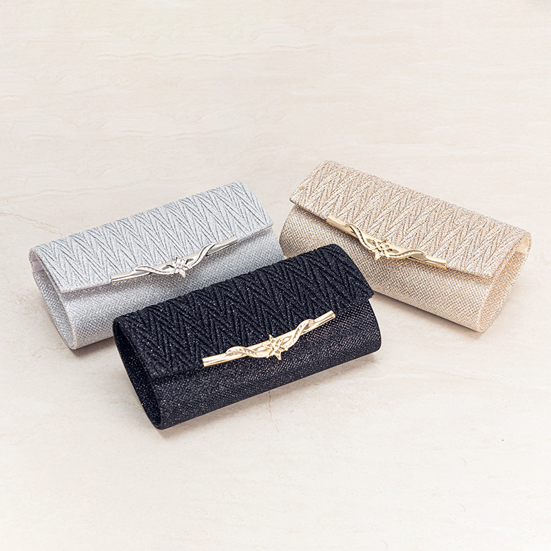 Cross-Border New Factory Direct Metal Women's Evening Bag Shiny Pleated Luxury Portable Round Bottom Crossbody Clutch