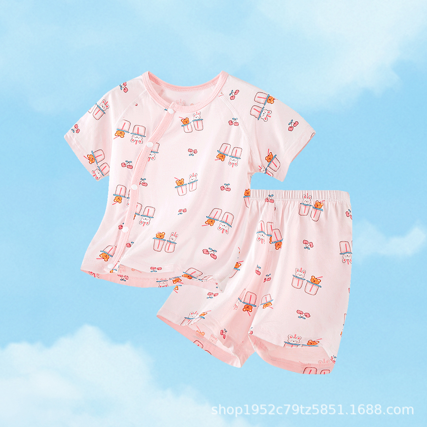 Traje de bebé verano para niños delgados de manga corta dividida niños y niñas ropa de verano entrepierna abierta pijamas para niños pequeños ropa de bebé