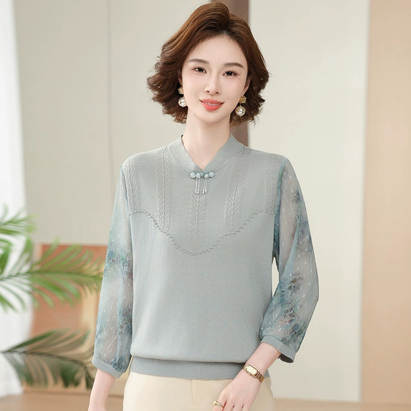 Мама весенняя тонкая трикотажная рубашка