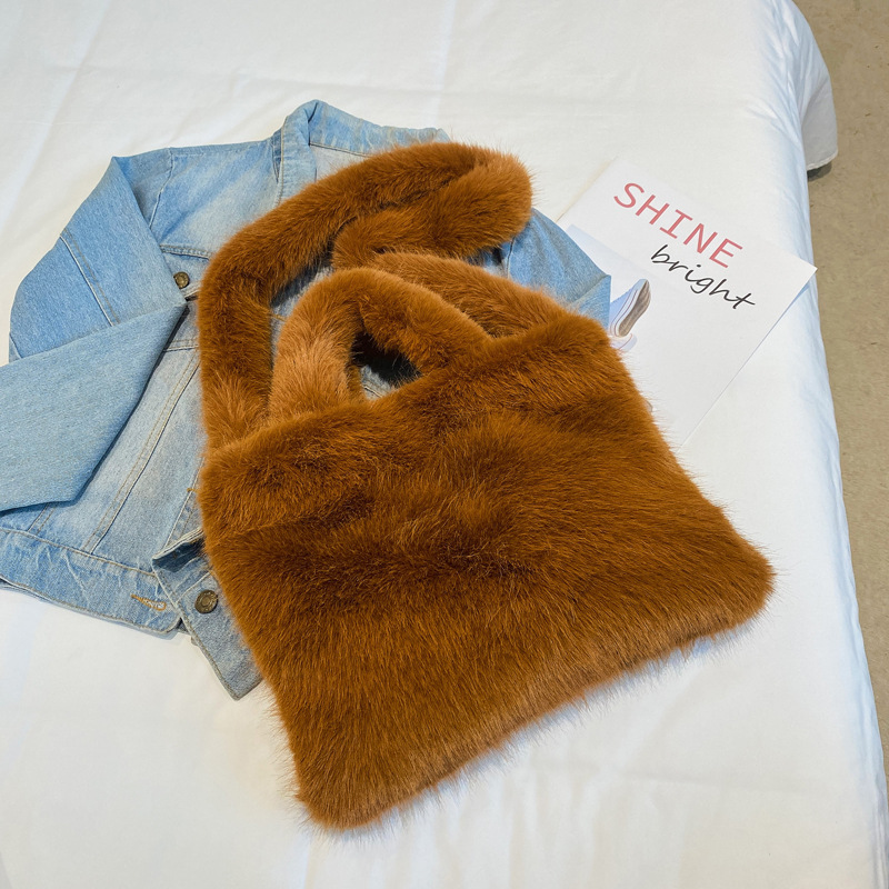 Japón y Corea del Sur otoño y invierno nuevo bolso de piel de mujer imitación de piel de conejo bolso de mano gran capacidad bolso de hombro bolso de peluche