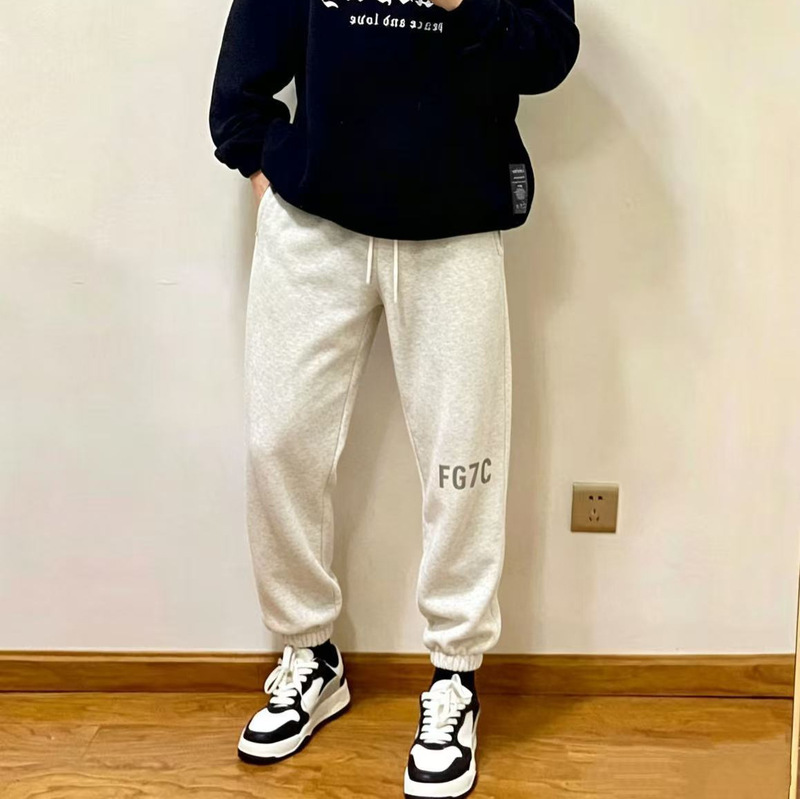 Fog Essentials Double-Stripe Long Pants Fg7C Flocked American-Style Jogger Sweatpants Loose Casual Men's Pants