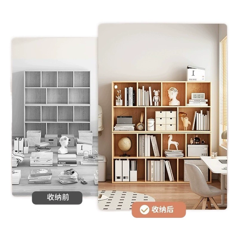 Книжная полка Напольная стеллаж для хранения Бытовой простой шкаф Шкаф для хранения Гостиная Шпалерный шкаф Книжный шкаф для хранения с эркерным окном Шкаф для хранения