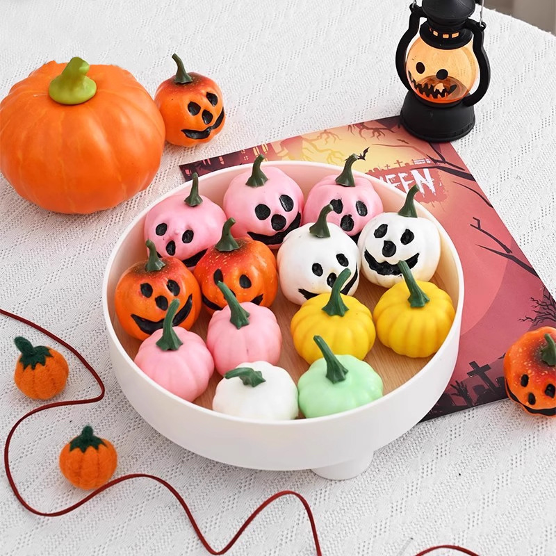 上新万圣节鬼脸南瓜摆件鲜花包装材料场景布置花束花艺装饰用品