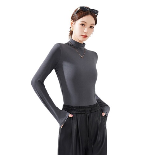 Facial mask base niacinamide skin care base top winter innerwear slim fit warm long sleeve half neck thin base shirt