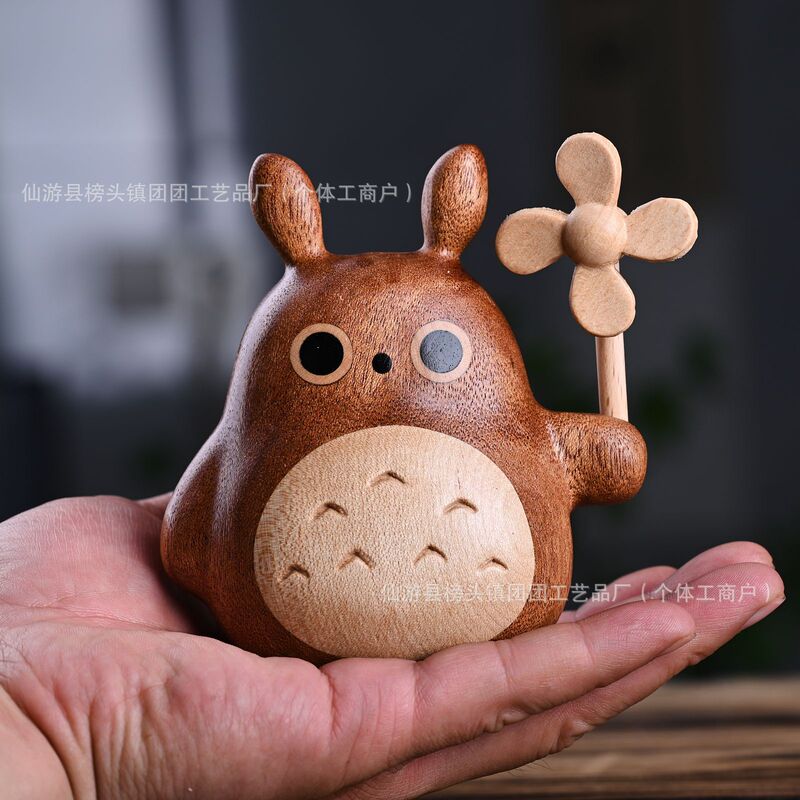 Factory Direct Supply of Creative Light Luxury Solid Wood Totoro Windmills, Stress-Relief Crafts, Home Decorations, and Gifts Wholesale
