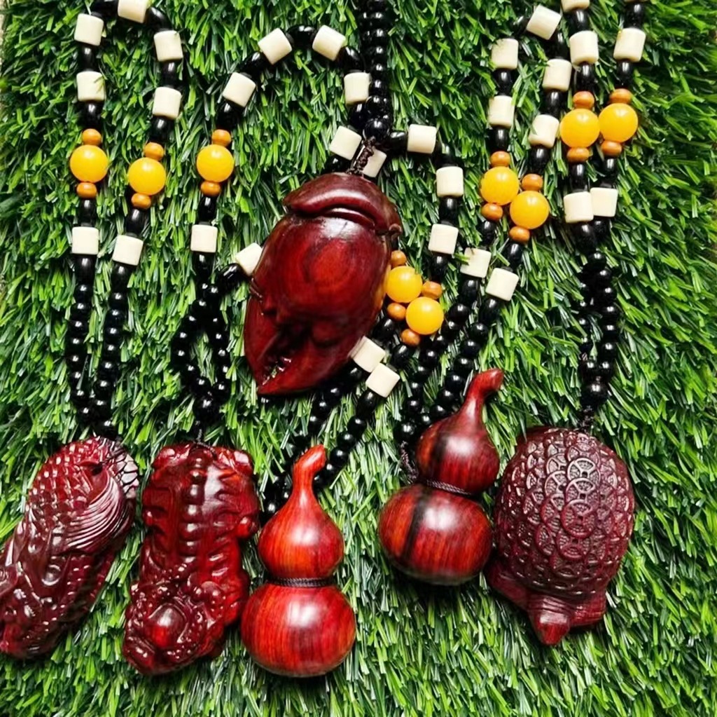 Zitan wood handle pendant, car accessory, wooden creative decorative item