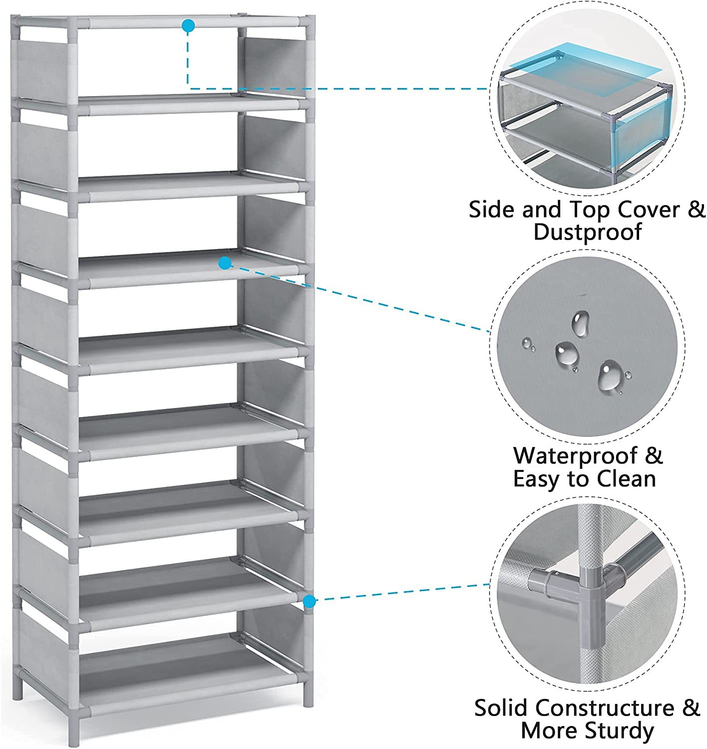 跨境电商热销无纺布侧布金属45cm 8层简易鞋架厂家直销