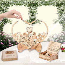 曹县木质工艺品 跨境婚礼布置桌面摆件 婚庆用品心形婚礼签到台
