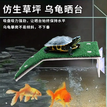 新款乌龟晒背台带草坪角蛙饲养盒爬台浮台造景吸盘爬宠饲养晒背台