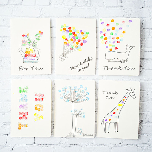 Cross-border DIY Children's Day Card Handmade Fingerprint Painting Greeting Card Mid-Autumn Festival Christmas New Year Card Set