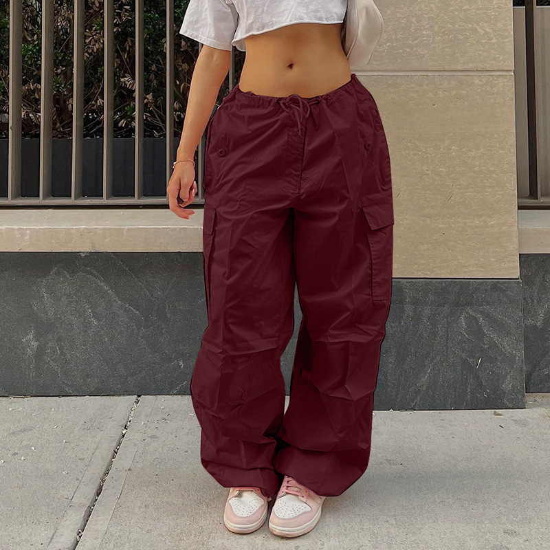 thumbnail image 4 of Pantalones cargo holgados de estilo urbano europeo y americano, pantalones casuales de cintura baja a la moda de otoño, pantalones adelgazantes de talla grande, 4 of 6