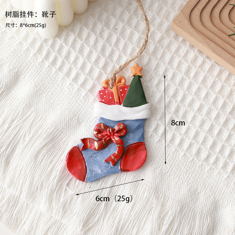 Nuevos productos transfronterizos de madera decoraciones de Navidad colgantes de resina colgantes de decoración de árbol de Navidad viejos muñecos de nieve bolsas de regalo estilo americano