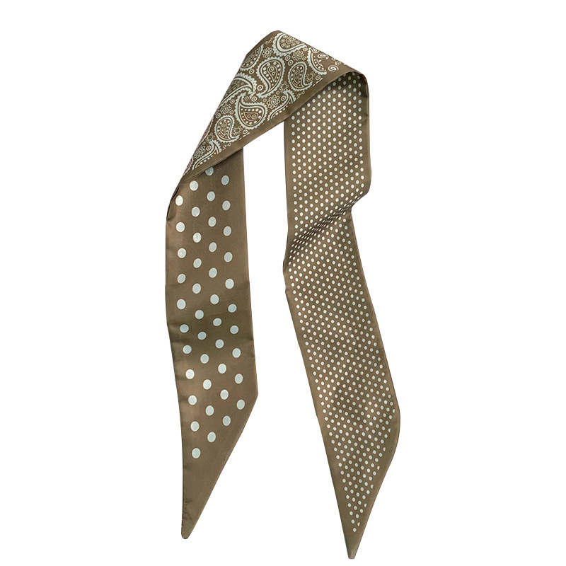 Pañuelo de seda, tira larga, sentido avanzado, verano, nuevo estilo, todo fósforo, versión coreana, bufanda de cuello, pañuelo de flores de anacardo, cinturón decorativo para el cabello