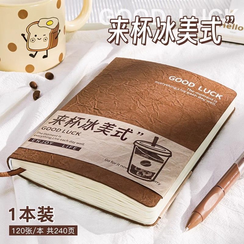 2025学生开学笔记本子A5褶皱皮面超厚软皮手帐账本加厚记事本商务|undefined