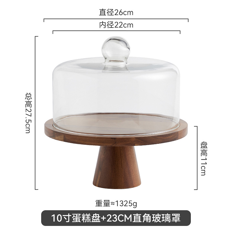 Vintage Acacia dulces dulces pan bandeja de bocadillos alta pie pastel estante sala de estar bandeja de frutas almacenamiento de bocadillos