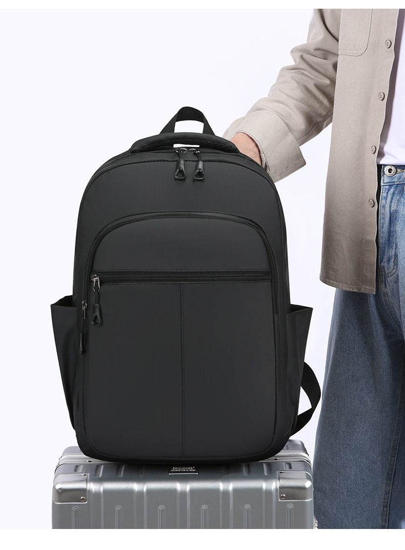 Cross-border business backpack, men's commuting and office computer bag, water-resistant double backpack, lightweight and large-capacity student schoolbag undefined