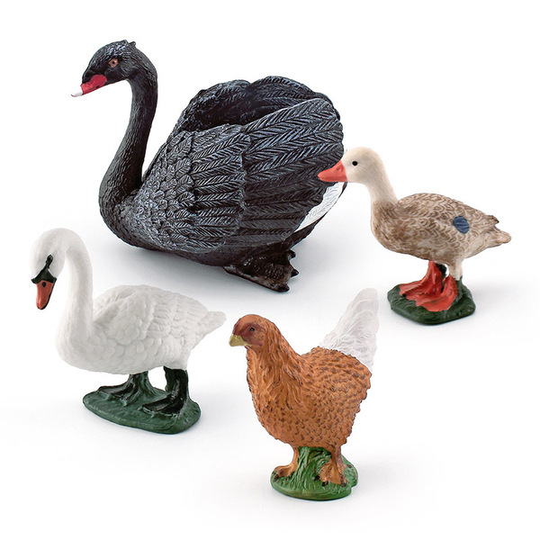 Simulated wild animal solid model mute swan duck hen black swan…