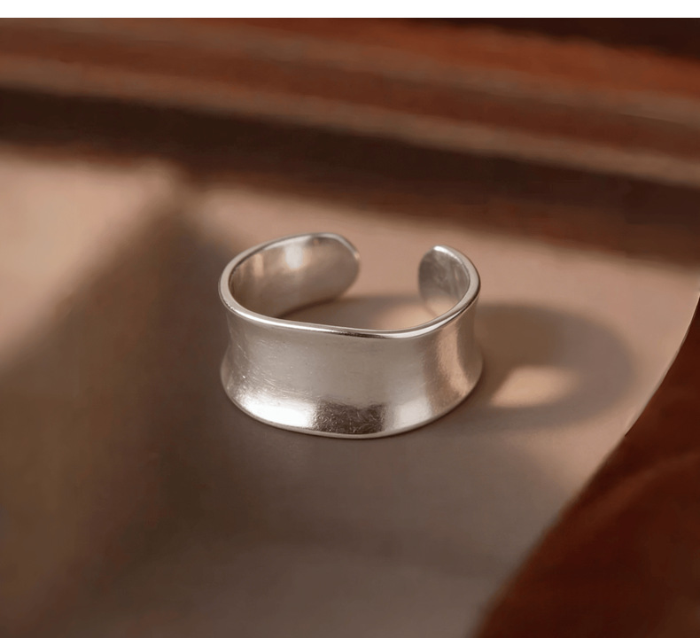 S925 Sterling Silver Wide Face Matte Irregular Ring Women's Luxury High-End Finger Ring Punk Fashion Index Finger Ring Wholesale
