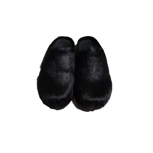 2024 foreign trade new style Baotou horse hair slippers autumn and winter trendy outer wear thick-soled platform shoes large size indoor versatile shoes