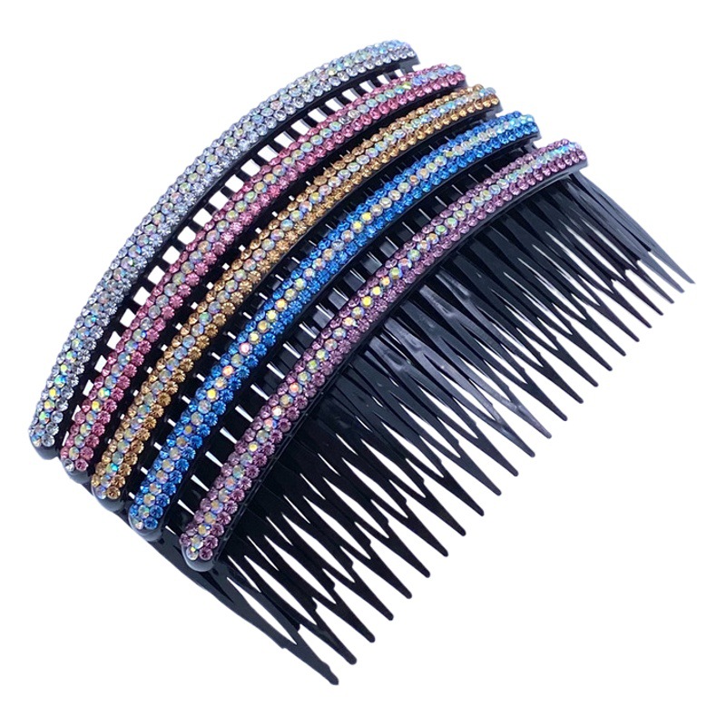 12,5 negro de las mujeres de la perla grande de tres filas de diamante peine de pelo insertar peine pan cabeza dos yuanes tienda accesorios para el cabello accesorios de la cabeza