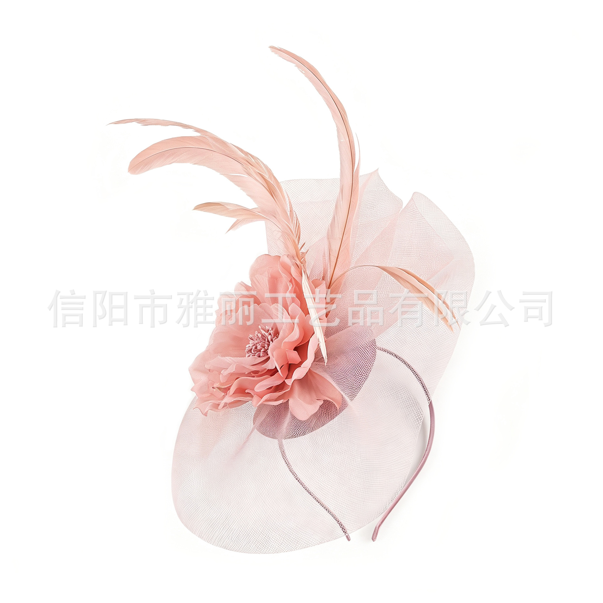 Cross-border mesh headwear with feather and flower designs, headpieces for model runway shows, performances, and photo shoots, wholesale from manufacturer