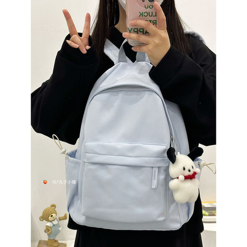 Women's School Shoulder Bag, Campus Ancient Style Canvas School Bag for Middle and High School Students, Simple and Pure Color Large Capacity Backpack, Fashion and New