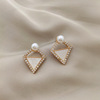 Silver needle, fashionable fresh earrings from pearl, accessory, silver 925 sample, simple and elegant design, wholesale