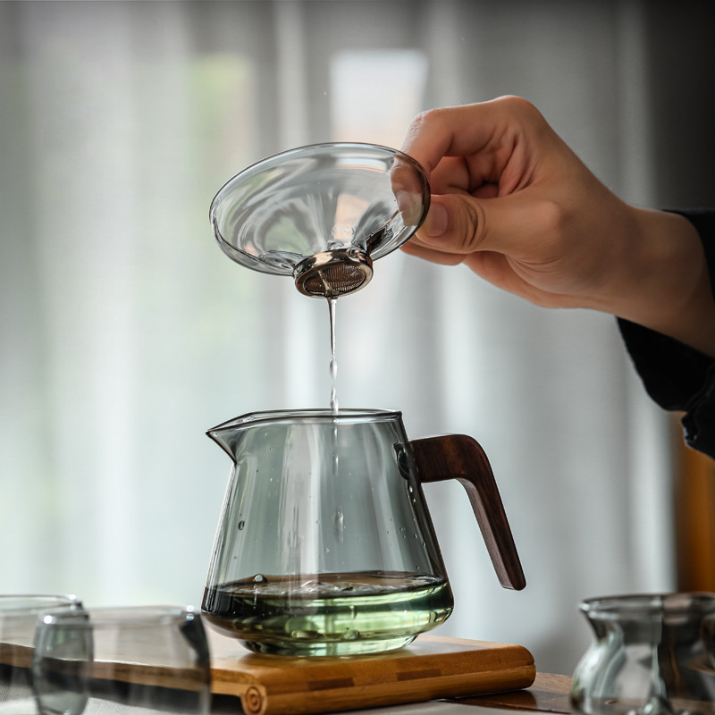 高ホウ素シリコン透明ガラス茶漏れ観山造形フィルタ付き漏斗茶水分離茶器茶器部品|undefined