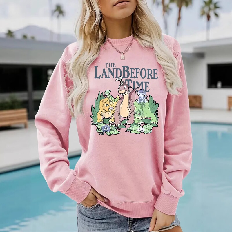New European and American cross-border foreign trade dinosaur print sweatshirt, round neck sweatshirt, fashionable and versatile casual long-sleeve top New European and American cross-border foreign trade dinosaur print sweatshirt, round neck sweatshirt, fashionable and versatile casual long-sleeve top