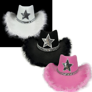 Cross-border New Pink Five-pointed Star Cowboy Hat Wedding Party Dick Cowboy Hat Big Brim Cowboy Hat