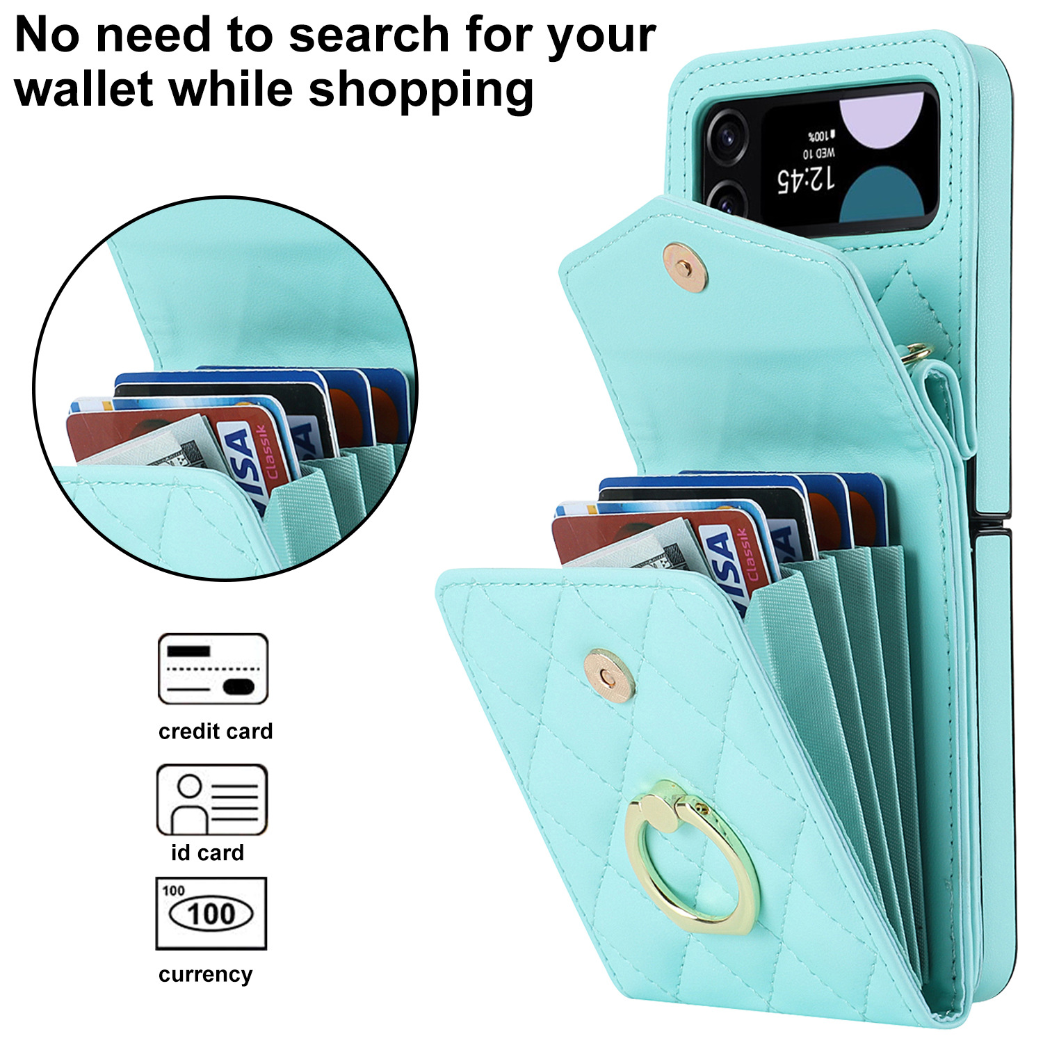 Samsung Flip6 Crossbody Phone Case With Ring And Wallet Cover_voghion.com
