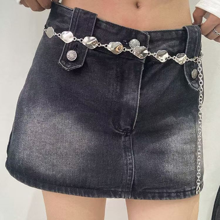 Серебряная цепочка на талию с пайетками