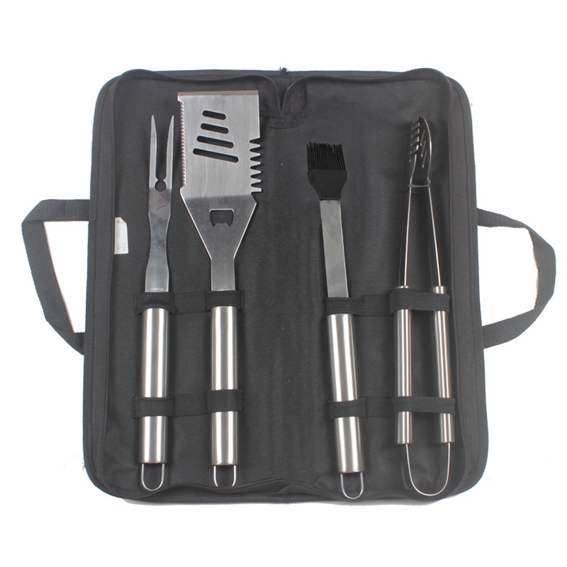 [Fuente fábrica] barbacoa herramientas Acero inoxidable 4-pieza bolso parrilla combinación