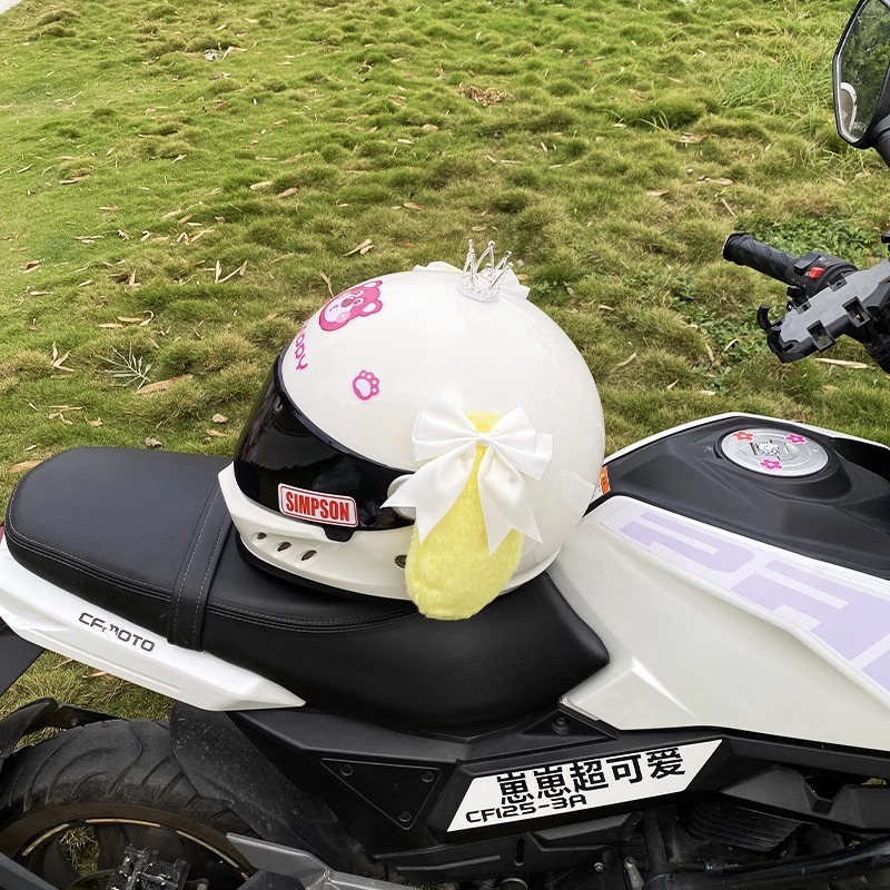 White Bow Yellow Cinnamoroll Helmet Accessory Motorcycle Plush Ears Decor