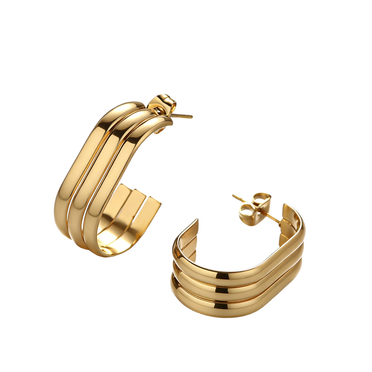 TENA Europa y los Estados Unidos lujosos pendientes de acero inoxidable de alta calidad pendientes de acero dorado venta cruzada de joyas de acero de titanio para mujeres image 6