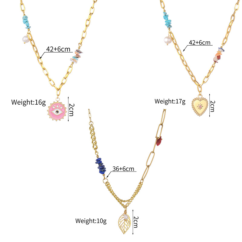 Fashion Devilu0027S Eye Stainless Steel Plating Artificial Pearls Turquoise Necklace