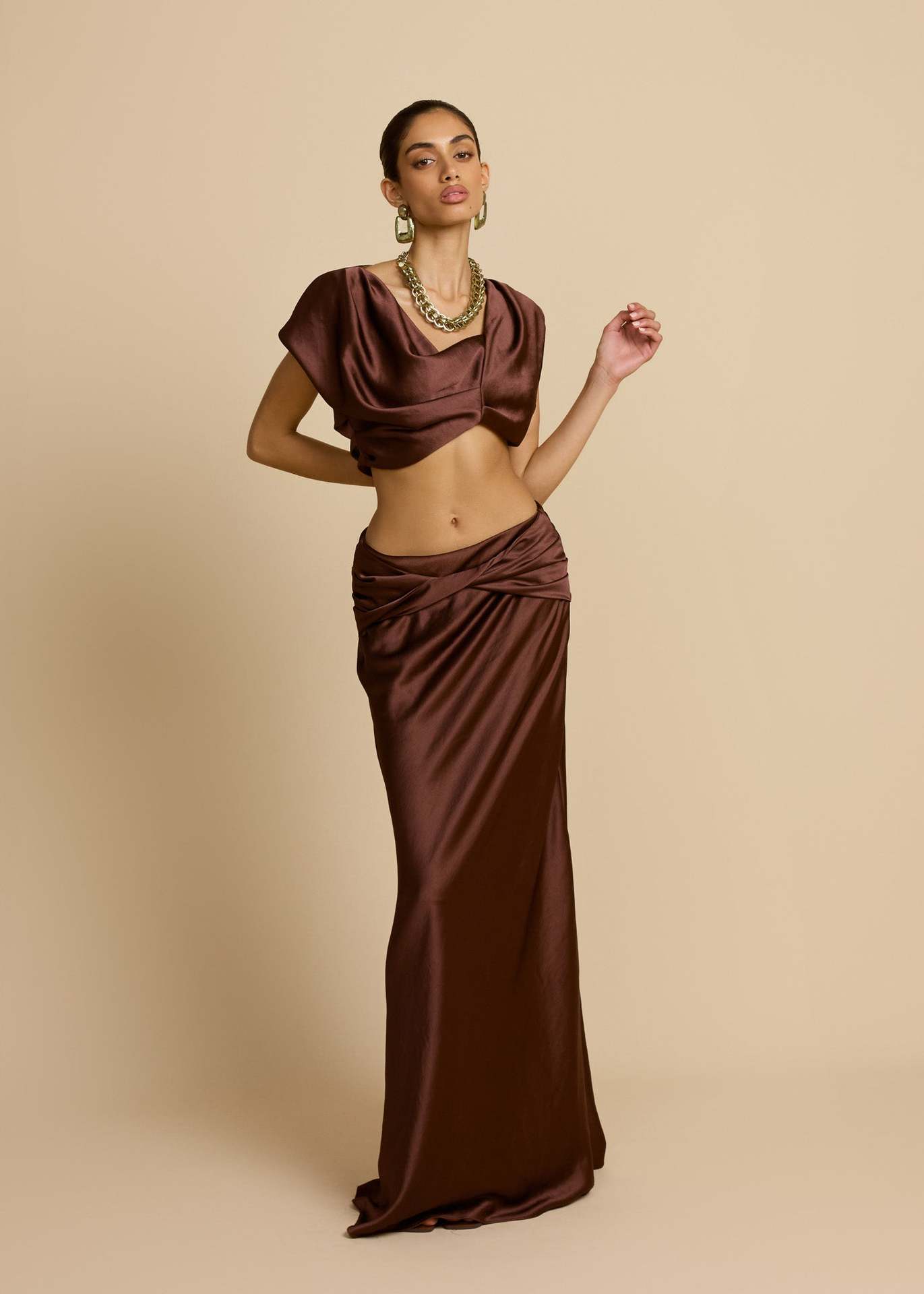 Sexy Geometric Panel Two-Piece Dress Set, Ruched Bustier Top With Asymmetrical Skirt For Women Fashion-Forward Two-Piece Set_ecoleips.com