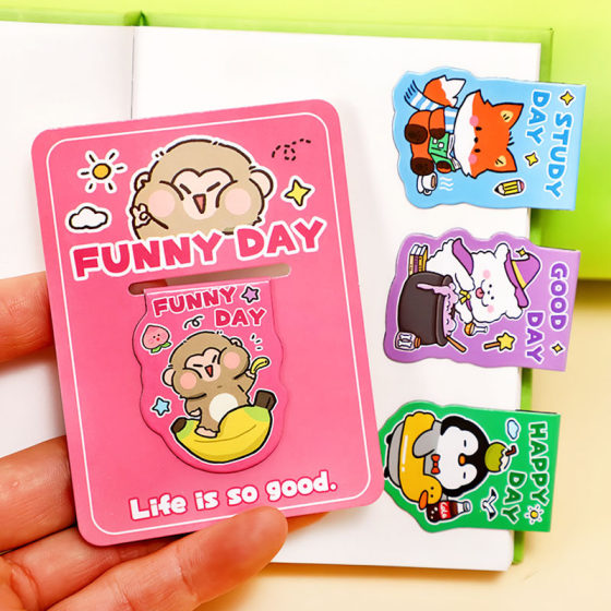 Magnetic Bookmarks Foldable Creative Stationery Student Cartoon Animal Book Page Holder Cultural and Creative Gifts Reward Gifts Wholesale