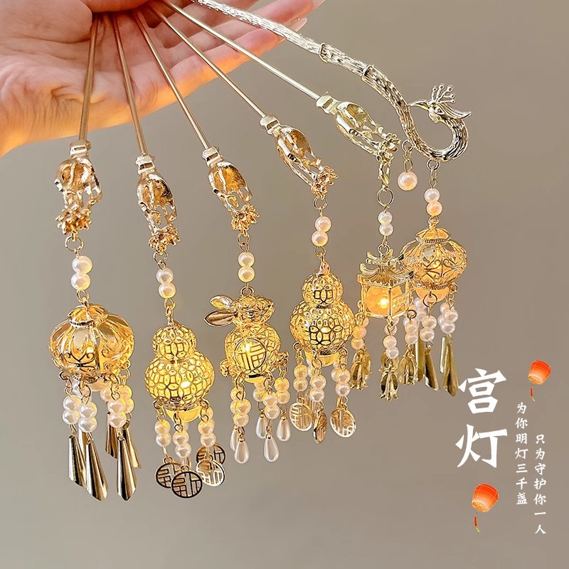 Linterna brillante de bordas para niños estilo antiguo chino cabello de cabello de niñas de alta calidad cabello de cabello de cabello