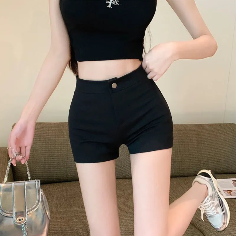 Summer New Black Lower Shorts Half-length Missing High Waist Slimming A- line Tight Stretch Hot Pants Super Shorts Summer New Black Lower Shorts Half-length Missing High Waist Slimming A- line Tight Stretch Hot Pants Super Shorts