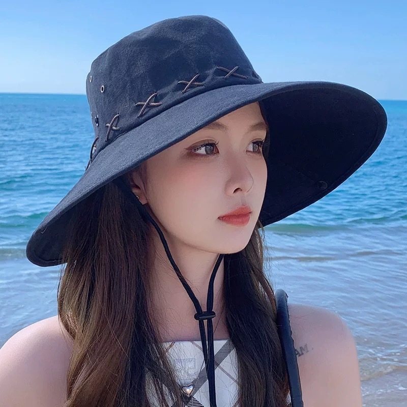人気のアウトドアレトロフィッシャーマンハット、夏のハイキング、釣り、日焼け止めサンハット、登山、ウエスタンサンシェードカウボーイハット|undefined