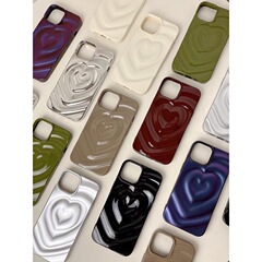 純色の立体愛はiphone15アップル16promax携帯ケースの新型14カップル13ソフトケースの女性を適用します。