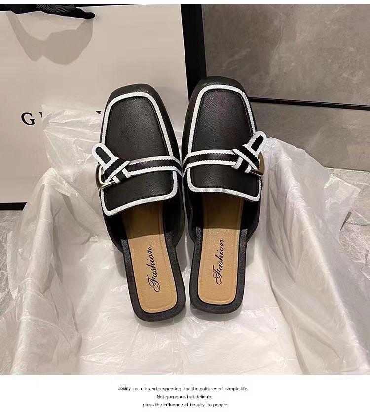 Baotou Zapatillas De Verano De Medio Soporte Prendas De Vestir Exteriores De Mujer Red Nueva Versión Coreana Sandalias Y Zapatillas Antideslizantes Informales Ligeras Y De Tacón Bajo_voghion.com
