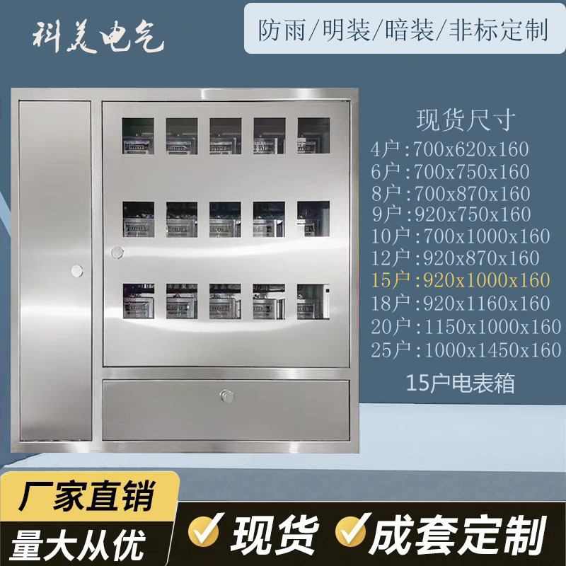 15户不锈钢电表箱明装暗装户外4户6位8户9表12户单相三相非标其他