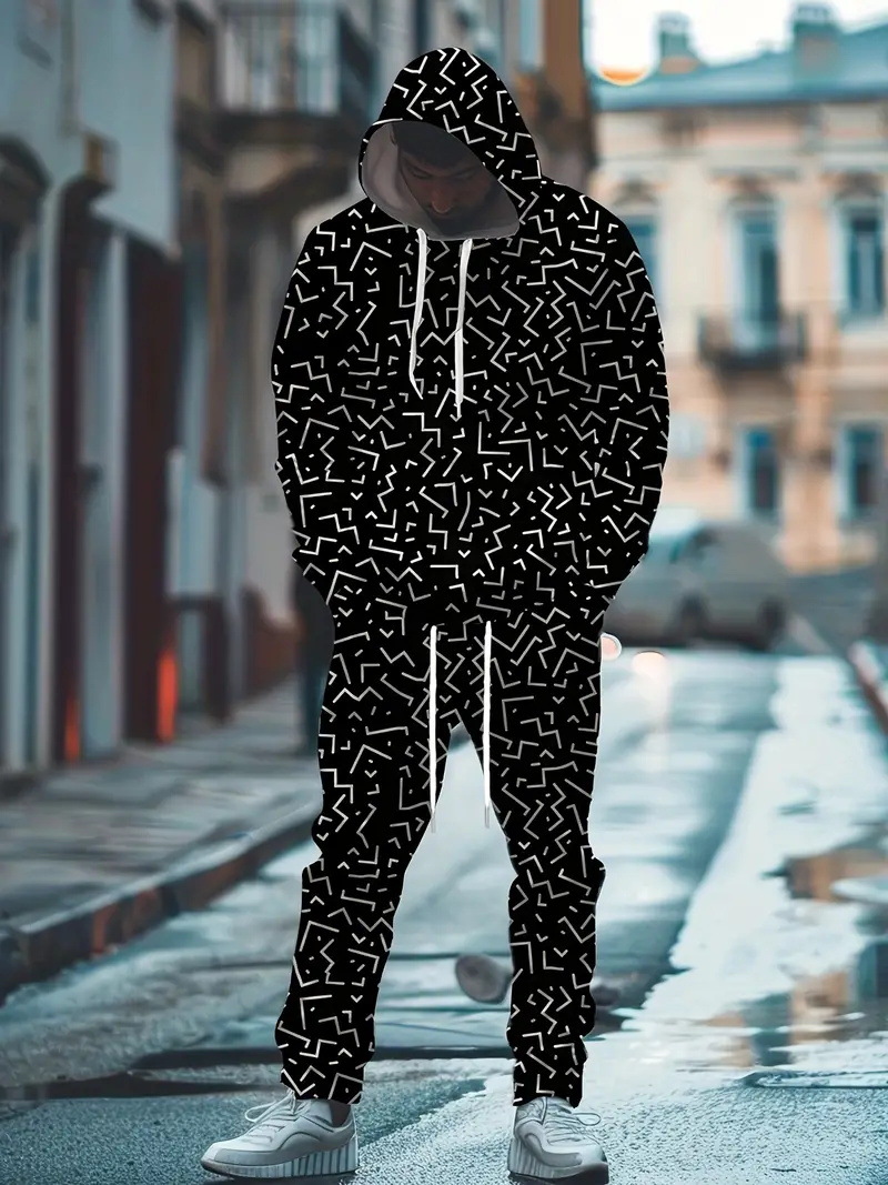 Traje de dos piezas con degradado de moda, pantalón de suéter con capucha suelto y cómodo de talla grande MC11-ML1