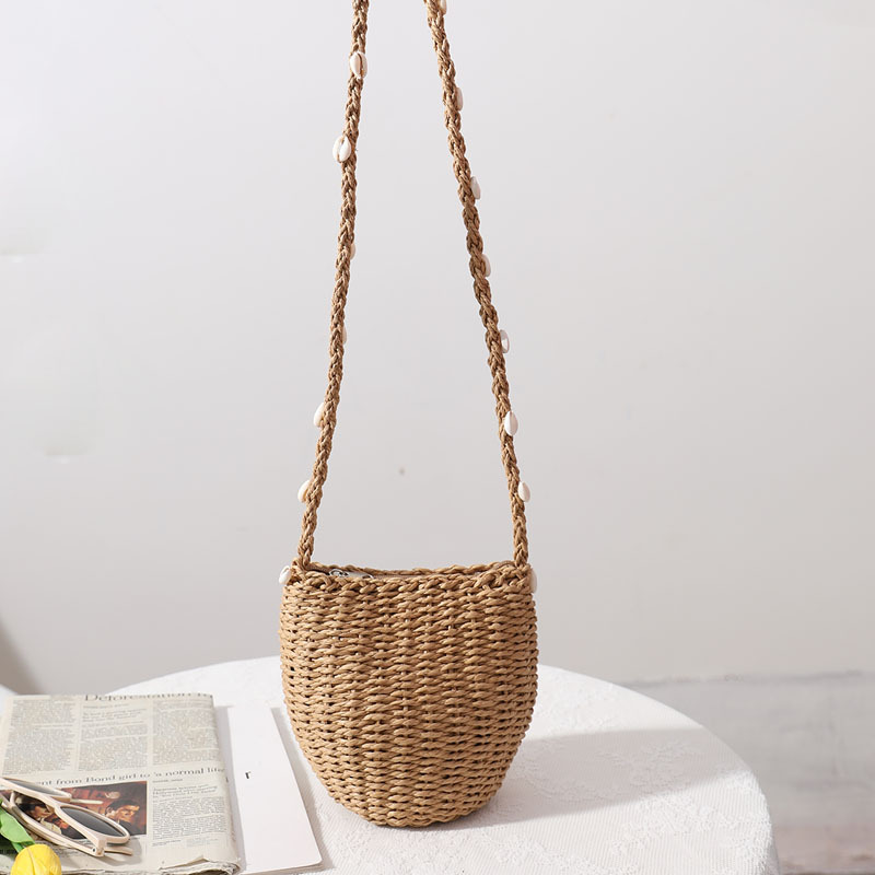 Cute Straw Woven Bag For Women 2025 New Arrival Shoulder Crossbody Shell Straw Bag Woven Versatile Beach Vacation Bag - Thumbnail 4