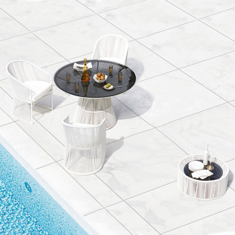 Mesa y silla al aire libre patio al aire libre impermeable protección solar ratán muebles combinación balcón ocio ratán Silla de tres piezas conjunto