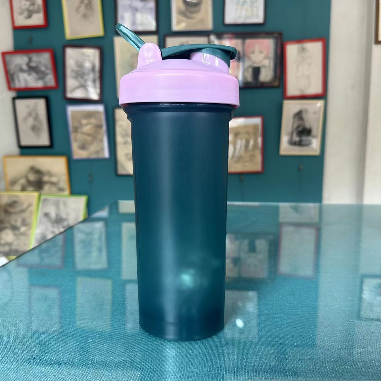 1000 ml batido de proteína en polvo batido gran capacidad ejercicio fitness portátil con taza de agua graduada botella de agua de color